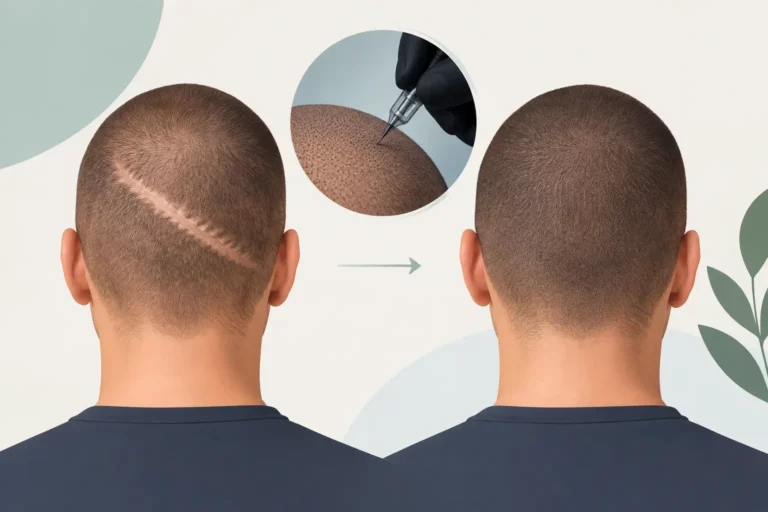 Camoufler une cicatrice avec tricopigmentation