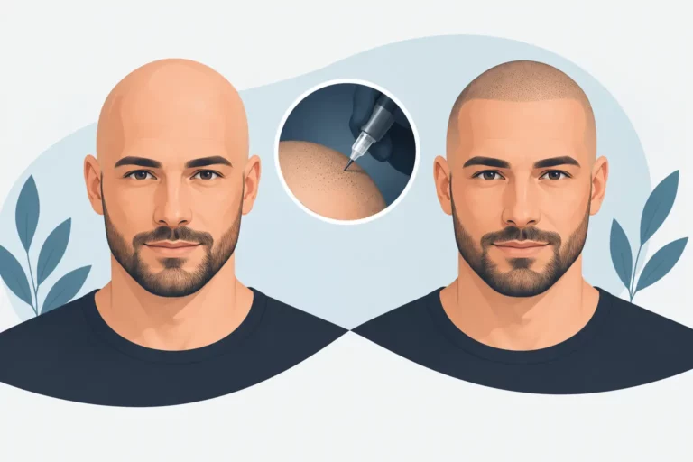 Cas de calvitie totale et tricopigmentation